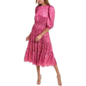Marchesa Notte  Women's Maxi Dress Size 10 Pink Peony Floral Quiet Luxury